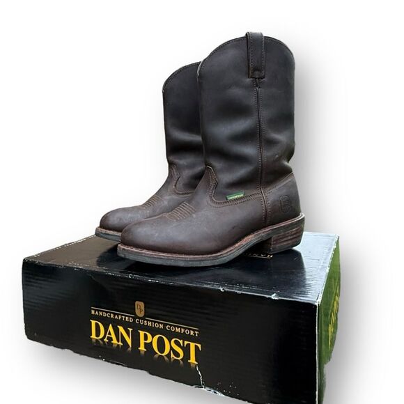 Dan Post Albuquerque Brown Leather Waterproof Pull on Boots Men's size 10 EW - Picture 5 of 12